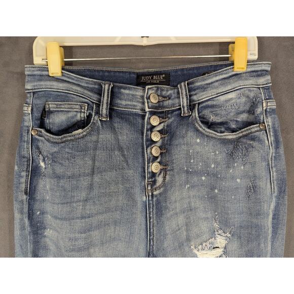 Judy Blue Jeans Womens 9/29 Blue Skinny Fit Stretch Distressed Denim - Picture 2 of 13